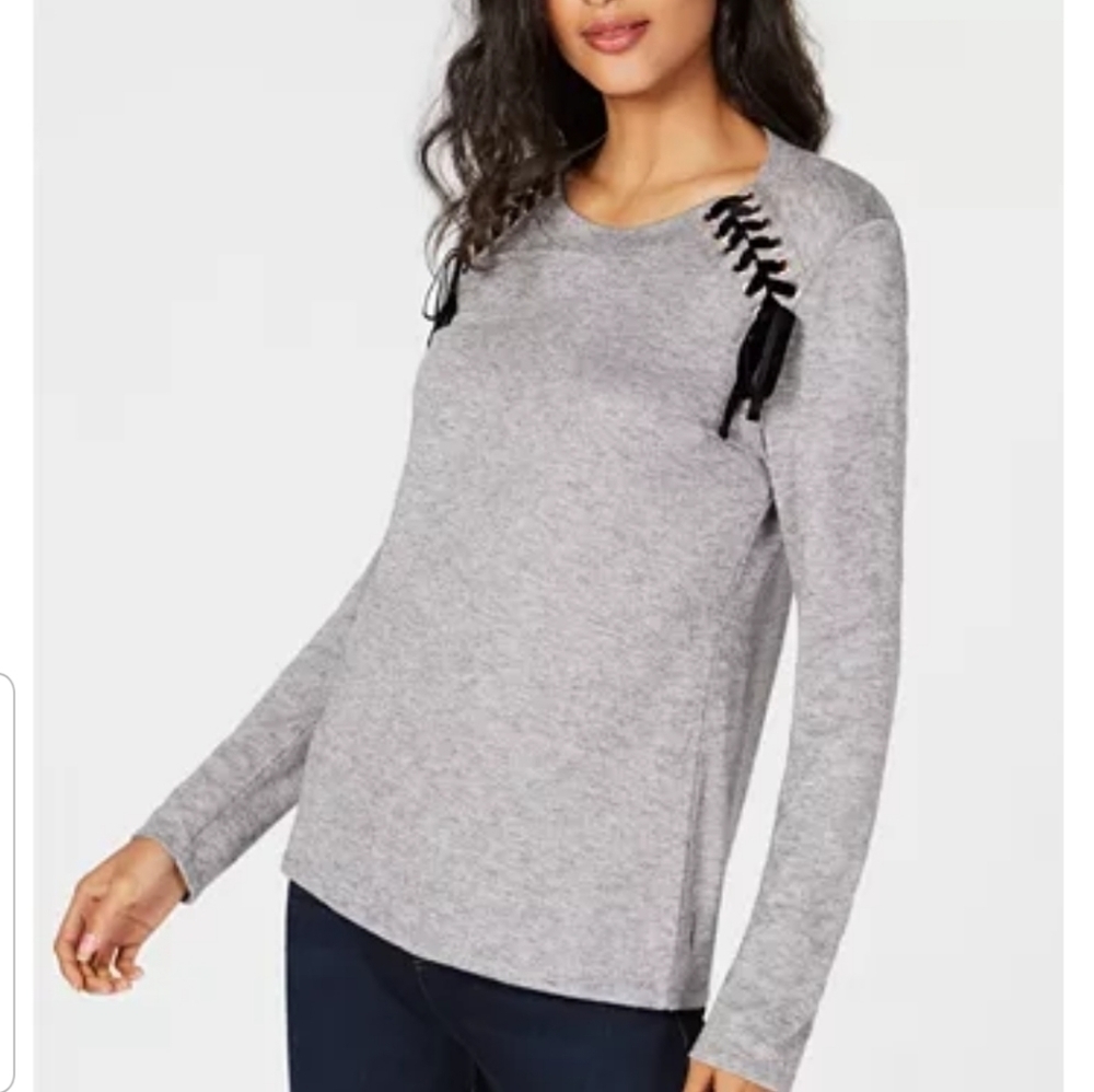 I.N.C. CONCEPTS Long Sleeve Thin Sweater w/ Lace Up Detail Small.